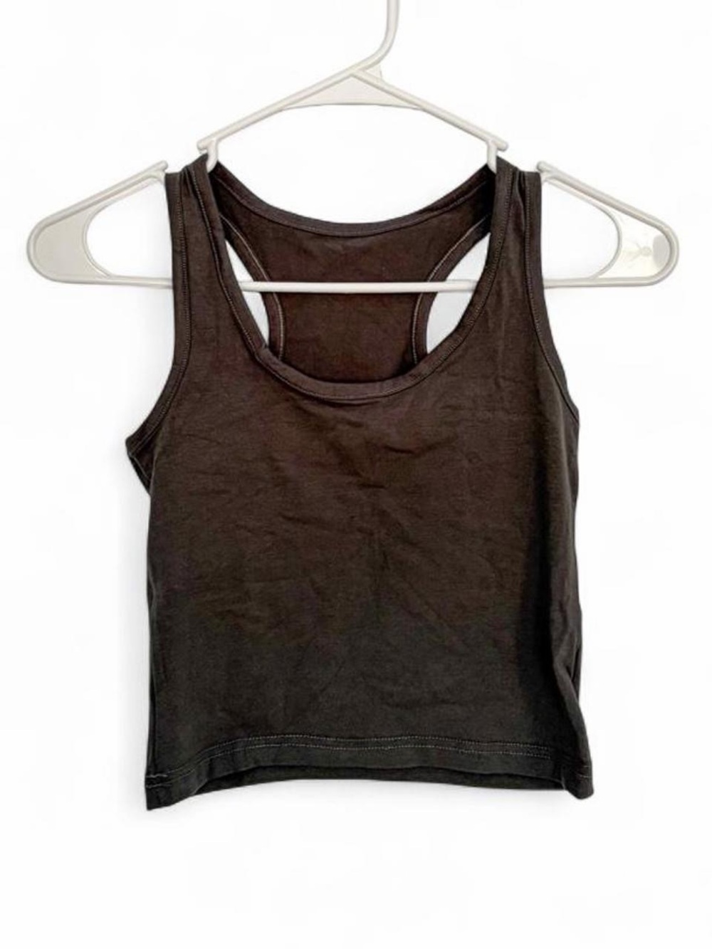 Forever 21 Basic Cropped Scoop Neck Racerback Cotton Tank Top - Grey
